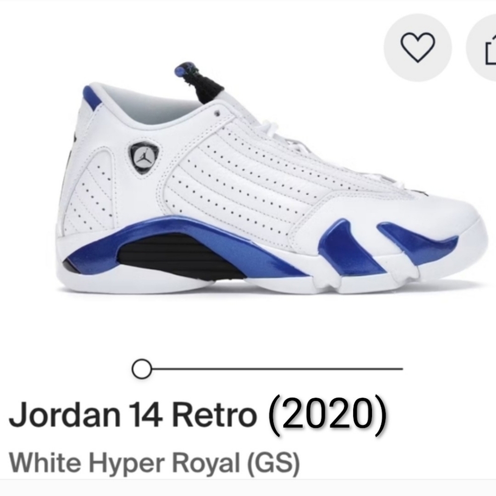 Jordan 14 Retro White Hyper Royal (GS) Childrens 5Y Womens 6.5 W/OG BOX EUC